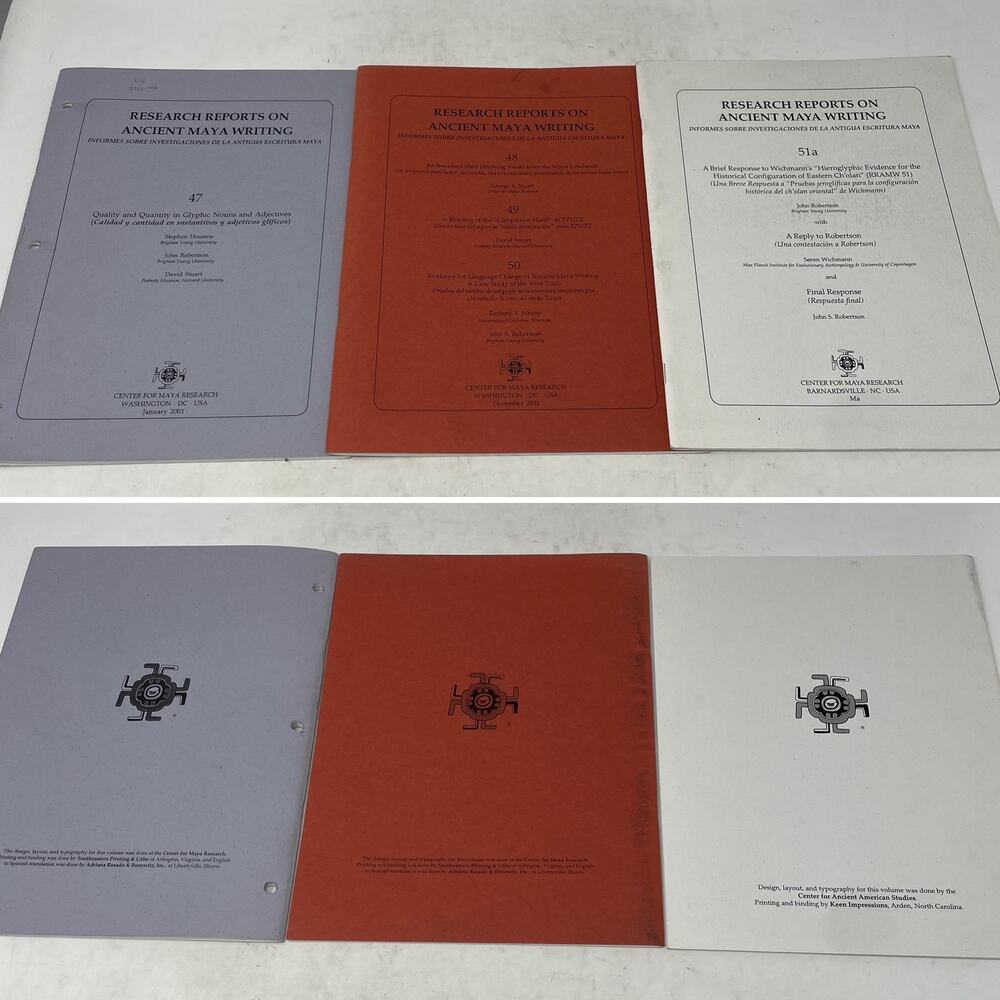 Lot of 3 Volumes Research Reports on Ancient Maya Writing 47, 48 49 50, 51a